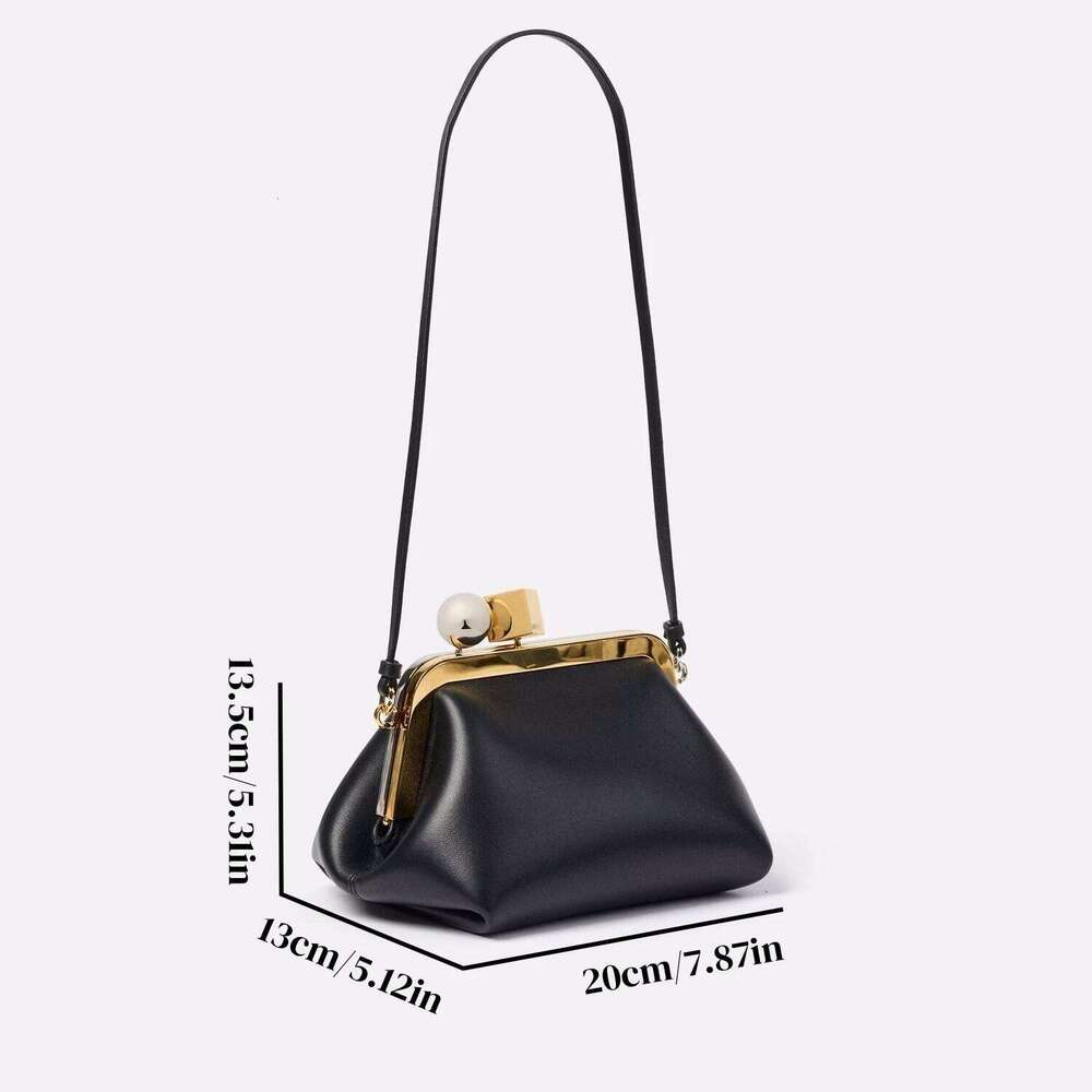 Luxury Designer Small Clasp Bag with Metal, Fashionable Kisslock Handbag Women, Dress Purses Prom Clutch for Ladies Elegant