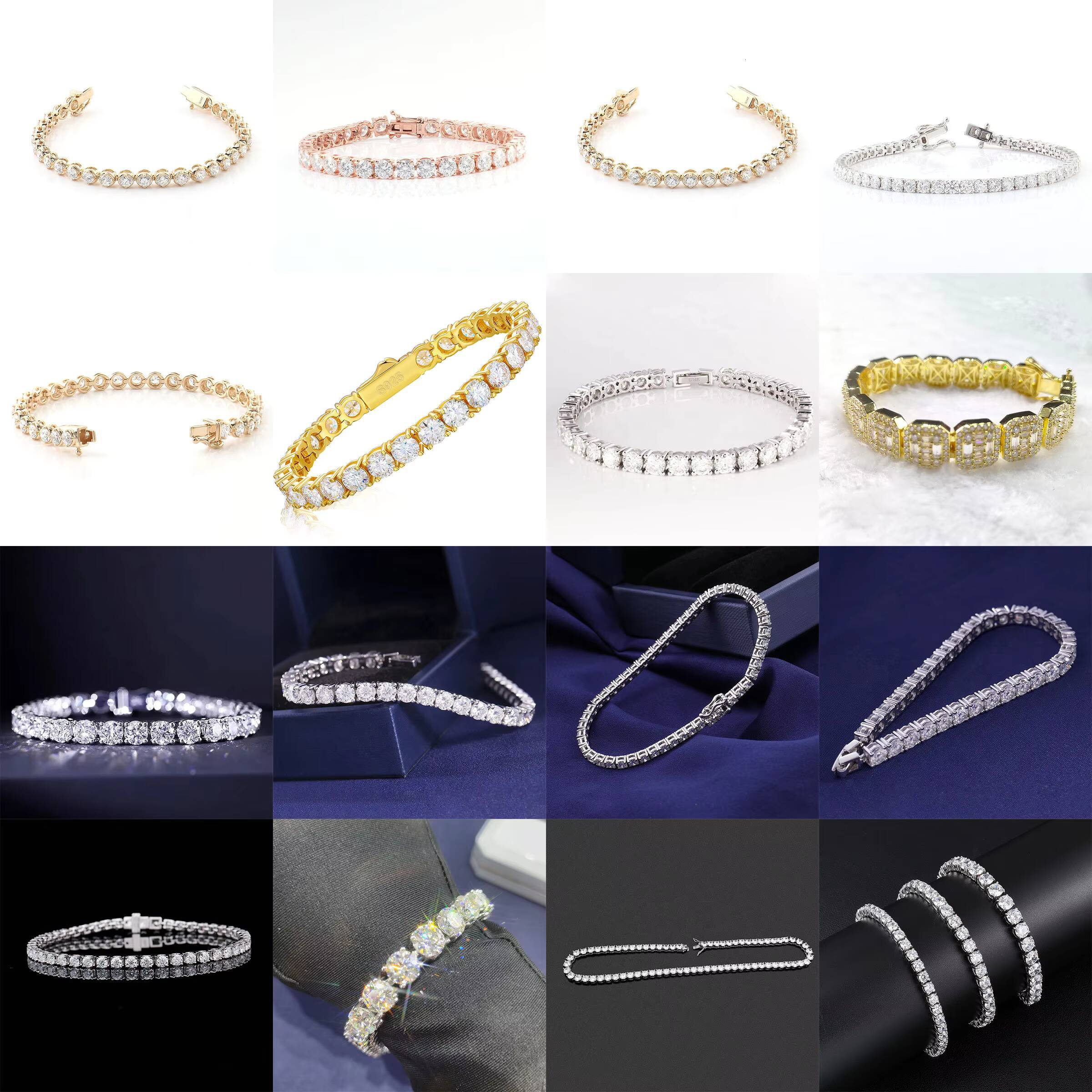 Handmade Setting Cvd Bracelet 10K Hpht Cvd Lab Grown Artificial Diamond Jewelry 23-42mm Lab Created Diamond Tennis Bracelet
