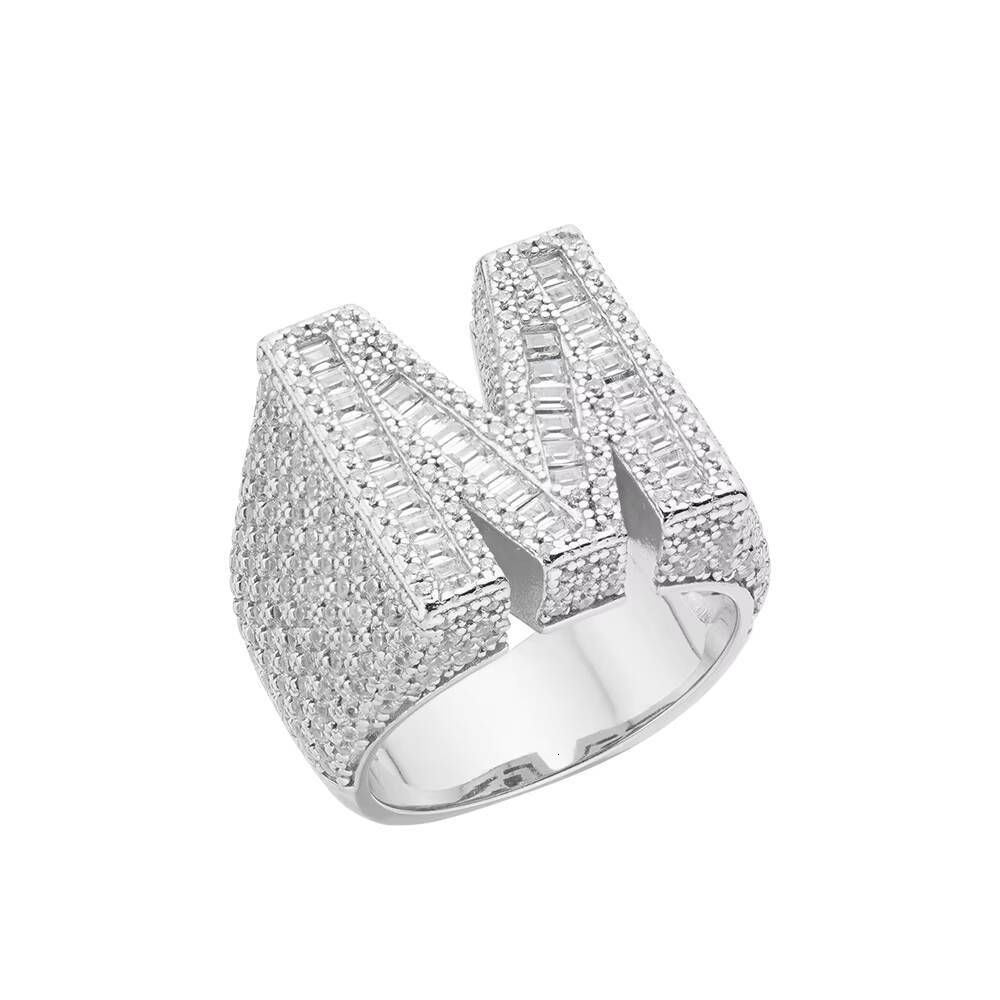 925 Sterling Silver Gold Plated Vvs Moissanite CZ Diamond Ring Iced Out Baguette Cut Hip Hop Ring Men Women