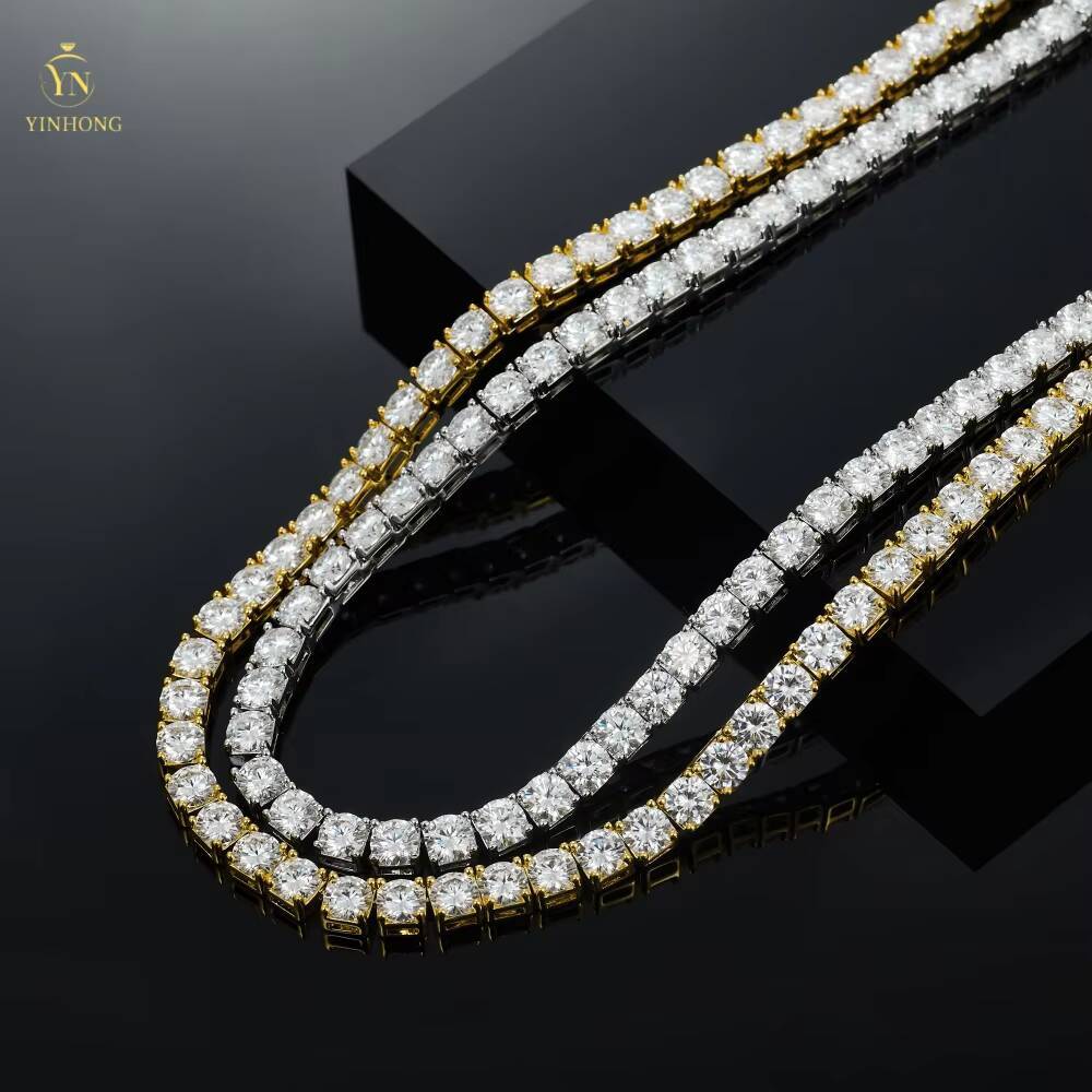 USA Hot Selling 3mm-8mm Pass Diamond Tester Customize 925 Silver Moissanite Tennis Necklace Tennis Chain Moissanite Fine Jewelry