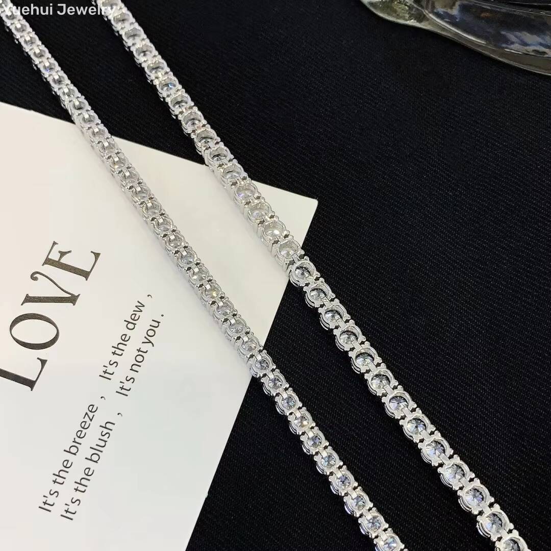 Round Brilliant Lab Grown Diamond Tennis Bracelet 14K 18K Pass Tester Elegant Diamond Bracelets Bangles