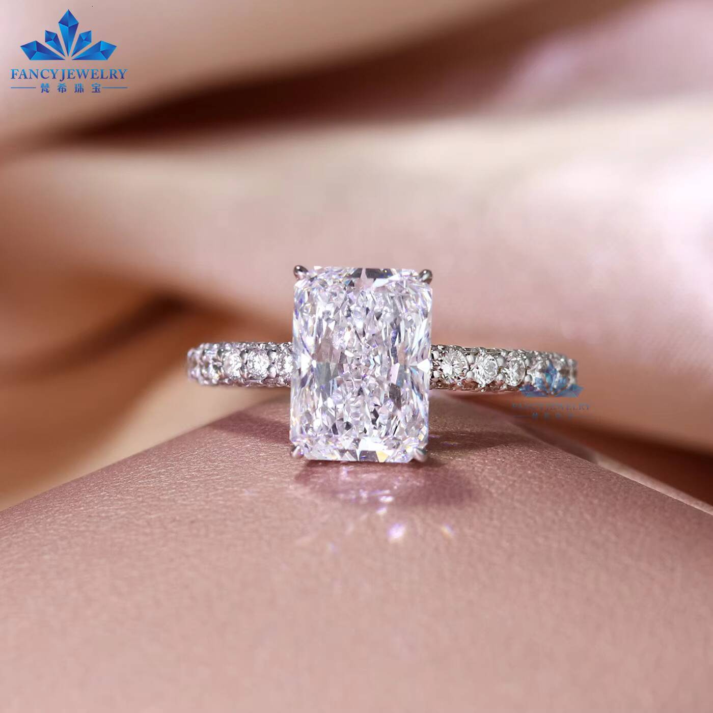 Custom 14K 18K Gold 2CT 3CT 5CT Radiant Cut D VS1 VVS1 IGI Certified Lab Grown Diamond Engagement Wedding Ring for Women