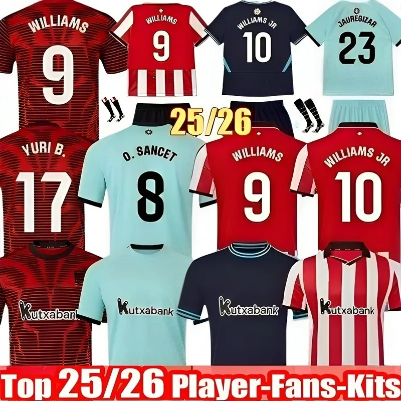 25 26 Bilbao Clubs Soccer Jerseys WILLIAMS JR BERENGUER MUNIAIN O. SANCET 2025 2026 Athletic Bilbao WILLIAMS VILLALIBRE J.GUERRERO YURI B Football Shirt Men Kids 889