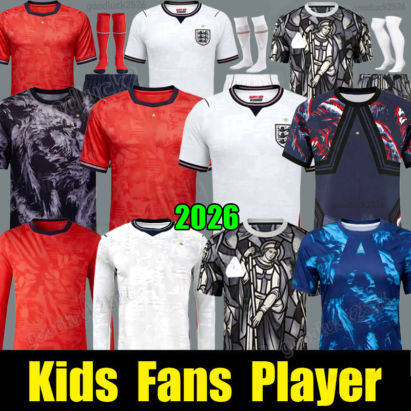 2026 England Soccer Jersey Men Kids 25 26 27 KANE BELLINGHAM RASHFORD RICE FODEN GORDON TONEY PALMER PICKFORD Football Shirt Soccer Uniforms WOMEN RUSSO World Cup