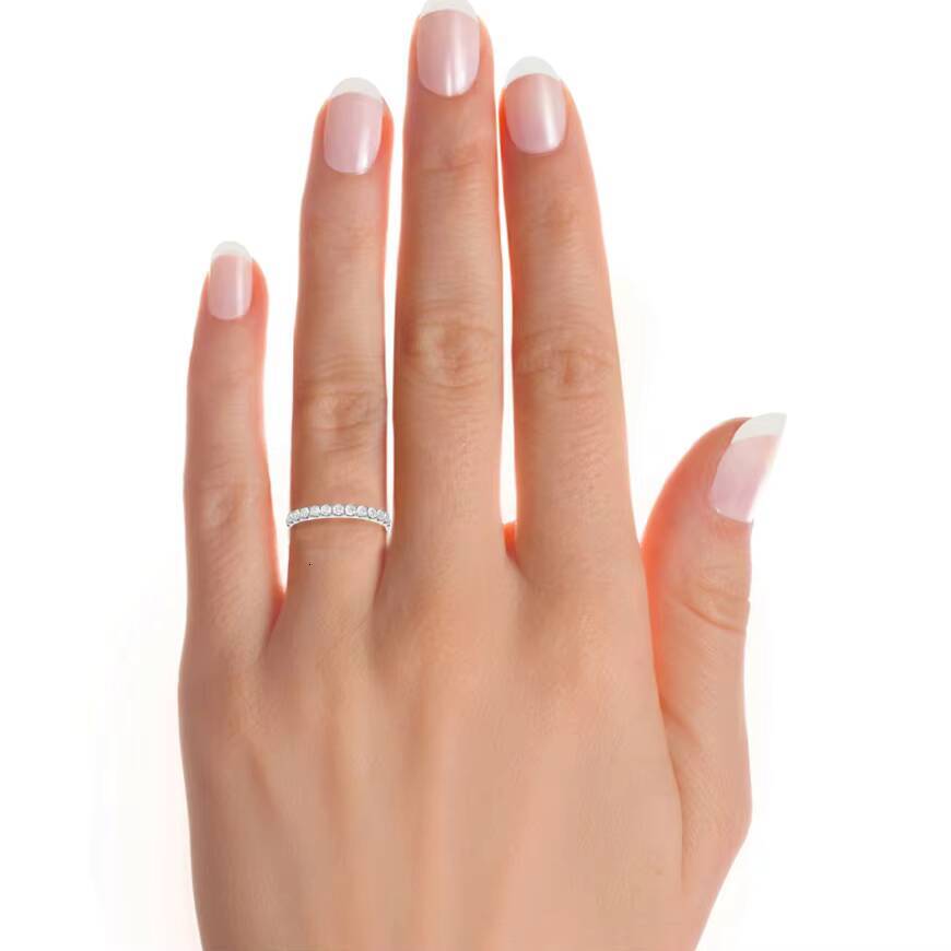 Luxury Custom Available 18K Eternity Wedding Band Lab Grown White Gold Round Cut Diamond Fine Ring Jewelry Gifts For Her