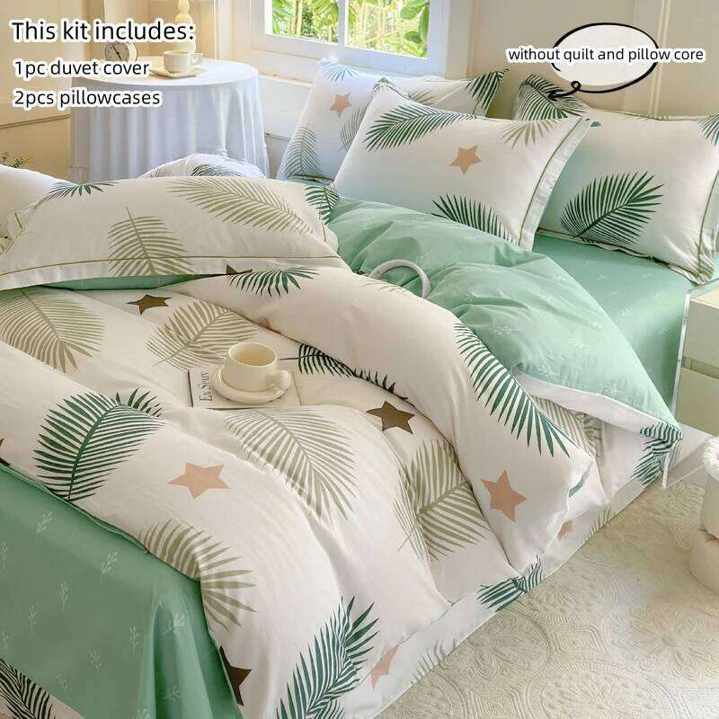 3pcs Leaves Duvet Cover Set Pillowcases No Filling no flat sheet Twin Single Queen King Size Girls Bedding Linen Y260124
