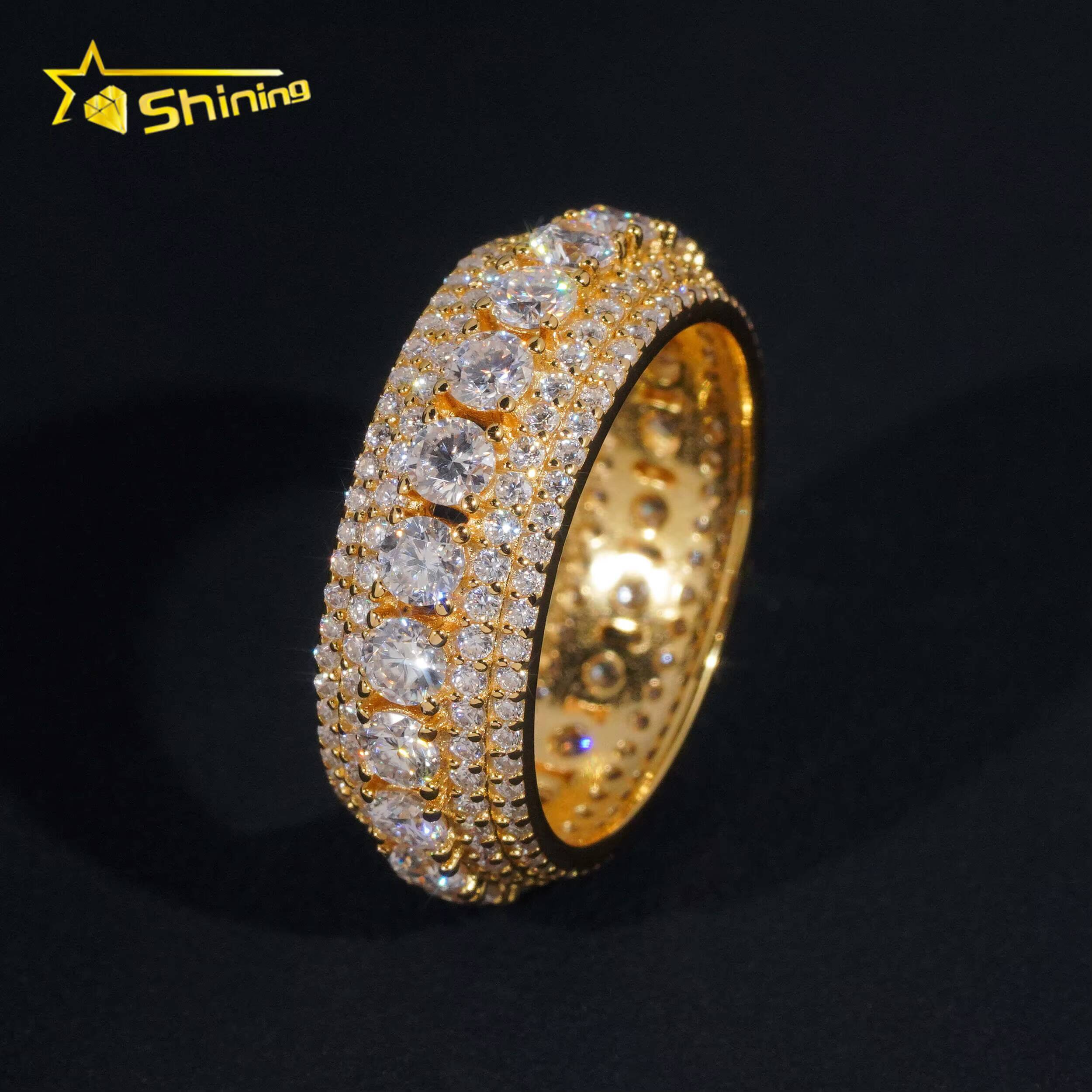 925 Sterling Silver Moissanite Jewelry Iced Out Hip Hop Men Full Diamond Ring Custom Fashion Moissanite Ring