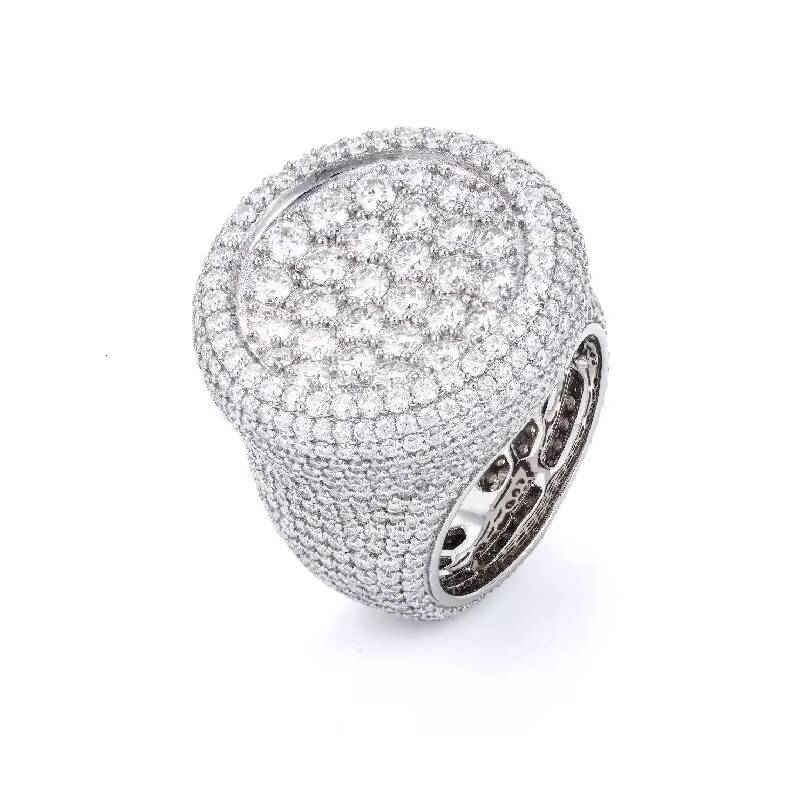 Hip Hop Ring 925 Silver Inlay D Color VVS Moissanite Ring Fashion Trend Full Diamond Men and Women Ring