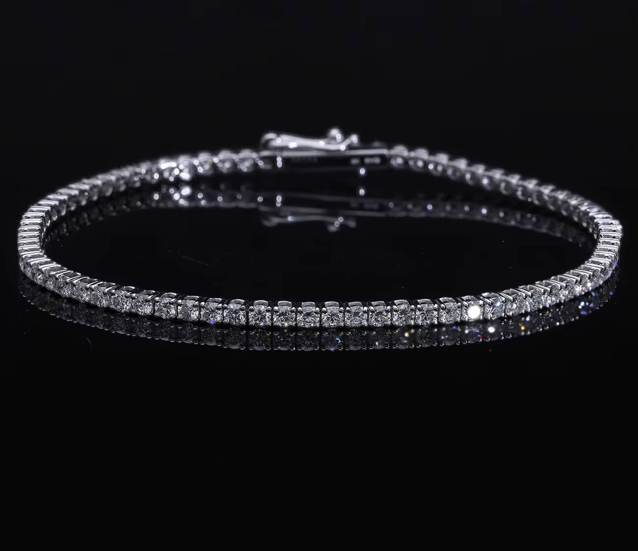 14K Gold F VVS VS Lab Grown CVD Diamond Tennis Bracelet Classic Cut Full Eternity Line Luxury Fine Jewelry Rhodium Plated Women