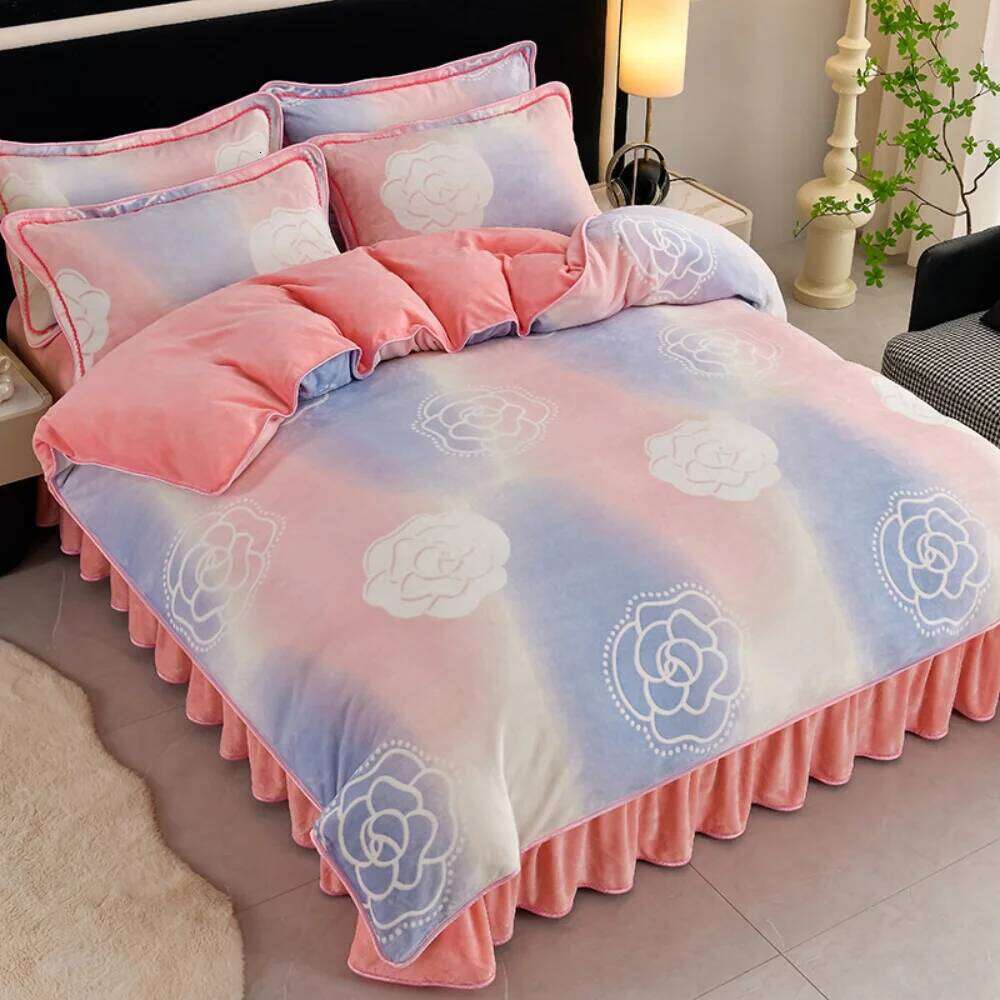 Light Luxury Class A Milk Velvet Four-Piece Set Winter Warm Thickened Fleece Home Anti-static Duvet Cover Bed Sheet Bedding Sets Y260124