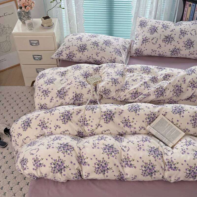 INS Korean Style 2025 Floral Bedding New Skin Friendly Soft Washed Cotton Printed Bed Sheet Sets Y260124