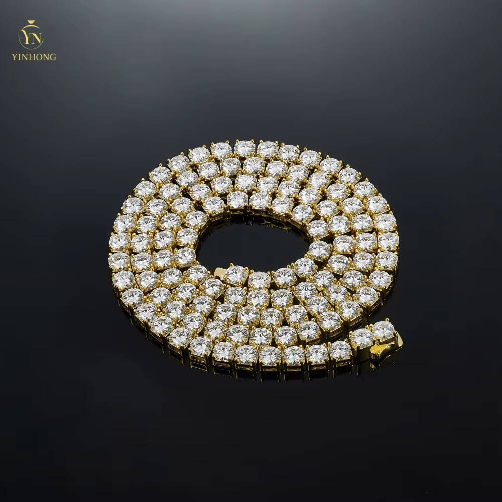 USA Hot Selling 3mm-8mm Pass Diamond Tester Customize 925 Silver Moissanite Tennis Necklace Tennis Chain Moissanite Fine Jewelry