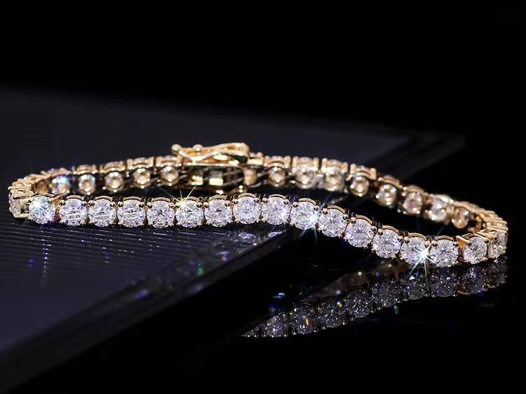 Tennis Chain Lab Grown Moissanite FineJewelry Womens Mens Silver 14K White Yellow Rose Gold Plated Custom Tennis Bracelet