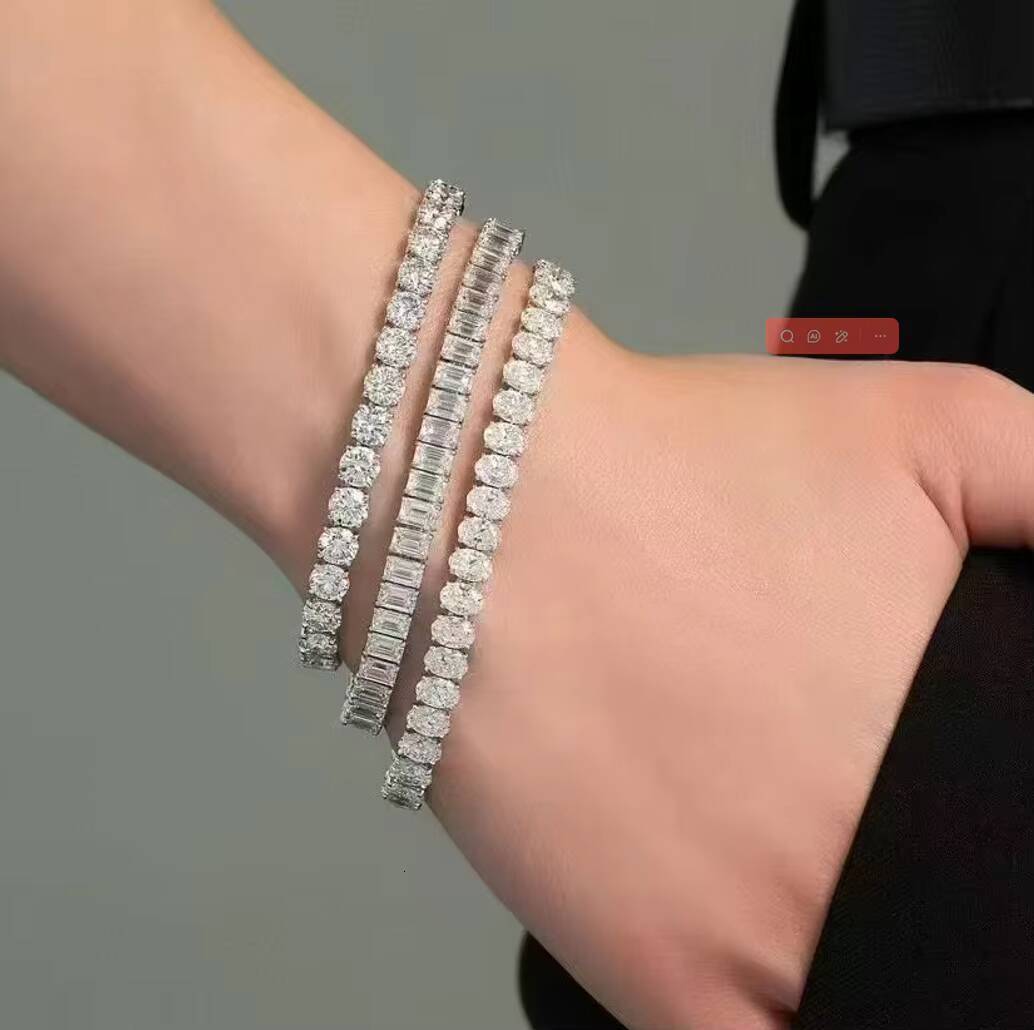 Oval Cut Lab Grown Created Diamond Classic Tennis Bracelet Chain 18k Solid Gold NGTC Certified Unisex Wedding Engagement