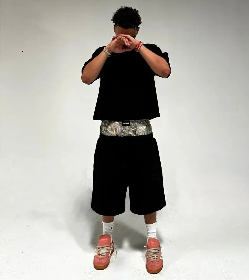 Y2K Shorts Cotton baggy camouflage double waist Embroidered sweatpants Shorts Harajuku Men Women Hip Hop High waiste Streetwear 260122
