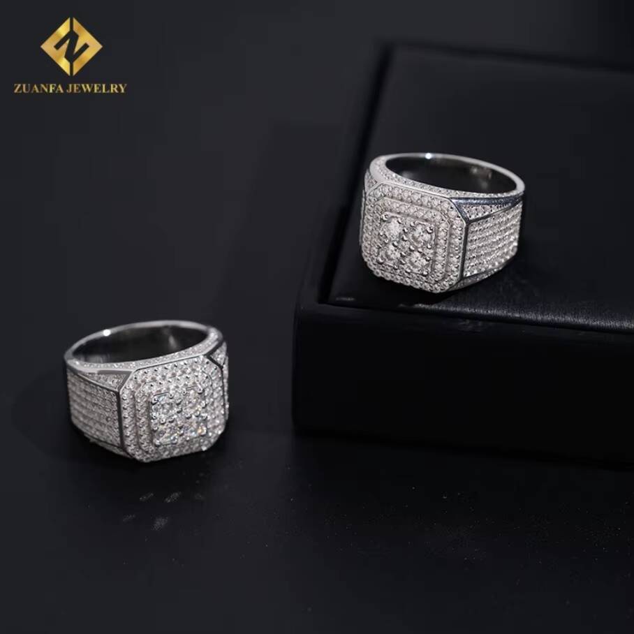 Fashion Moissanite Hip Hop Ring Pass Diamond Tester Iced Out Jewelry Hip Hop Style Full VVS Moissanite Diamond