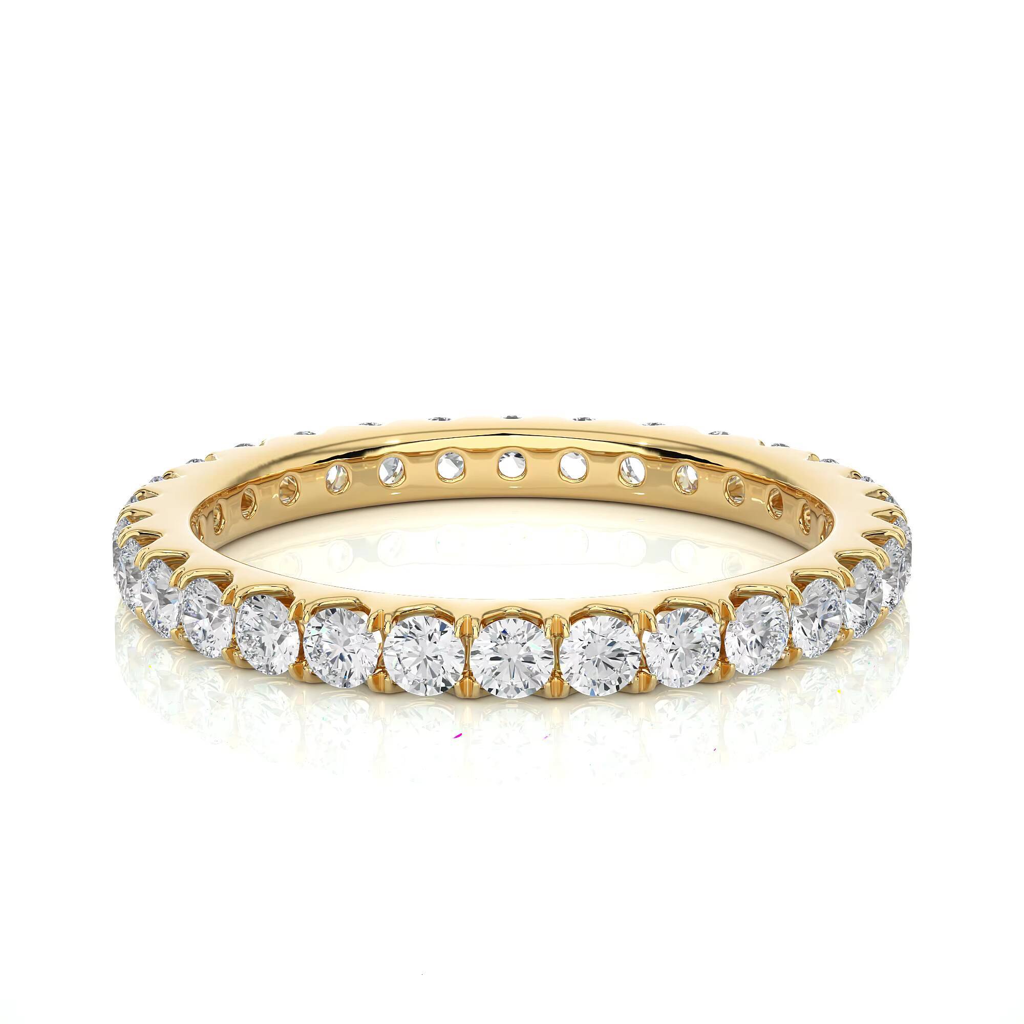 Luxury Custom Available 18K Eternity Wedding Band Lab Grown White Gold Round Cut Diamond Fine Ring Jewelry Gifts For Her