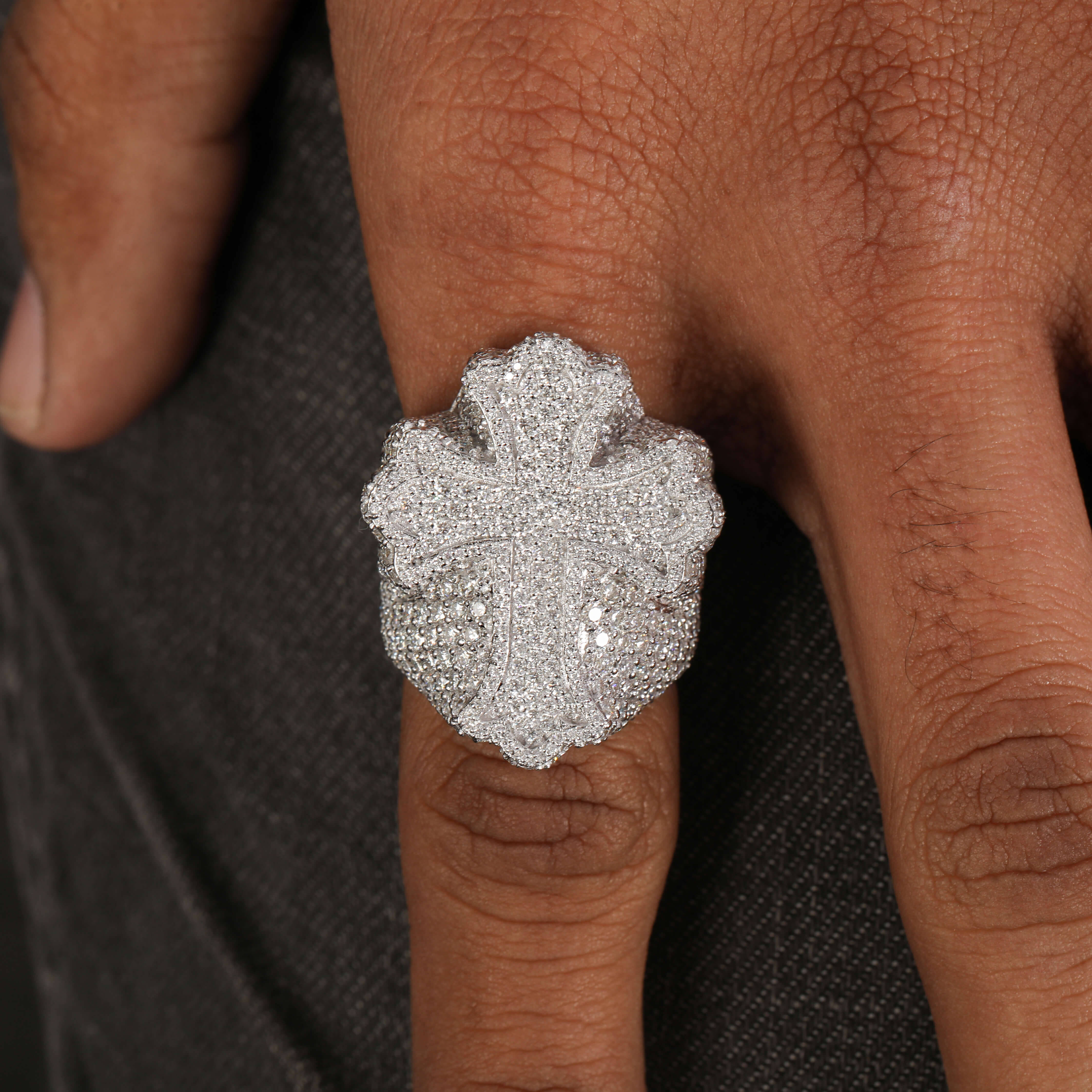 Round Cut Hip Hop Diamond Ring for Mens in 18kt Solid Gold Moissanite Diamond Ring With New Custom Trendy Hip Hop Style