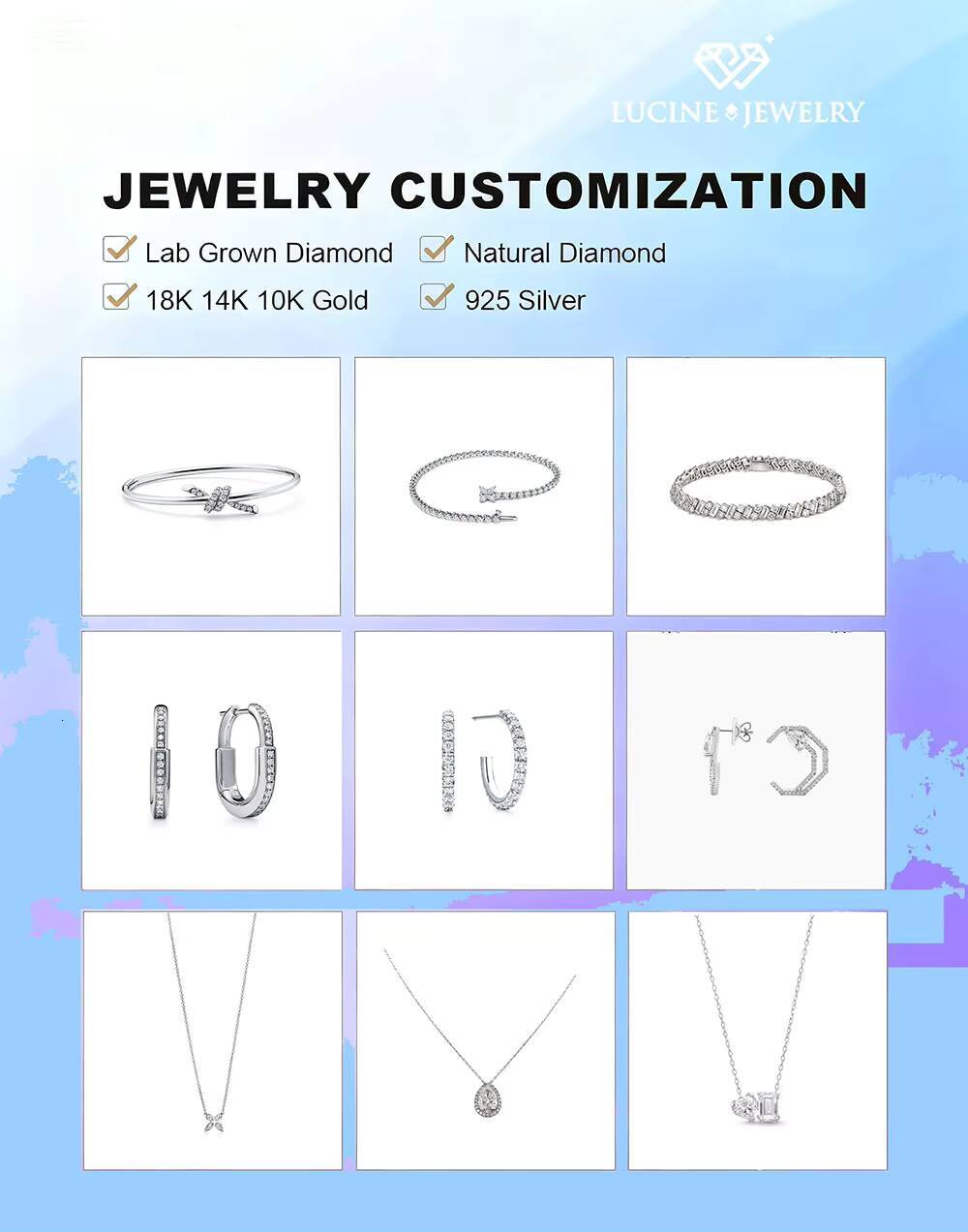 IGI Certified Lab Grown Diamond Tennis Bracelet Chain 18K Gold 925 Silver Cvd Vvs Created Made Diamond Tennis Necklace Women