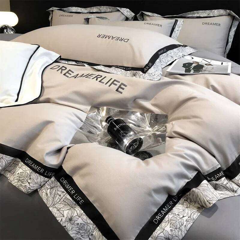 Four-piece set of pure cotton light luxury American sheet high-end bed hat quilt cover, new bedding, household 1Pc Y260124