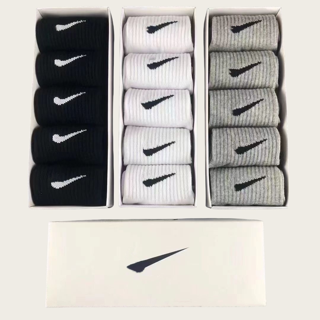 of brand men's and women's pure cotton socks, white and black socks, men's soft and breathable sports stockings, men's summer and winter multi-color socks