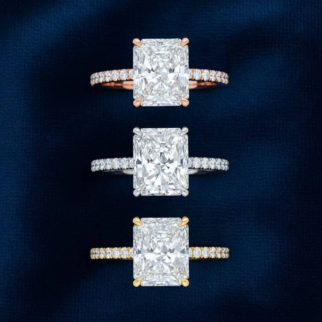 25ct Radiant Cut Lab Grown Diamond Womens Ring Double Halo Double Hidden Halo Solitaire Pave Gallery IGI Certified