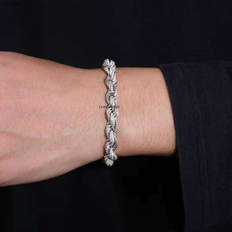 VVS Moissanite Rope Chain 8mm Iced Out Tennis Necklace Women necklace jewlery S Sier for women Cuban Style Hip Hop Inspired for Men