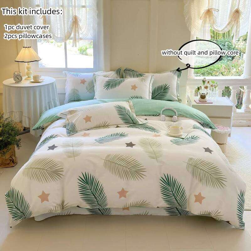 3pcs Leaves Duvet Cover Set Pillowcases No Filling no flat sheet Twin Single Queen King Size Girls Bedding Linen Y260124