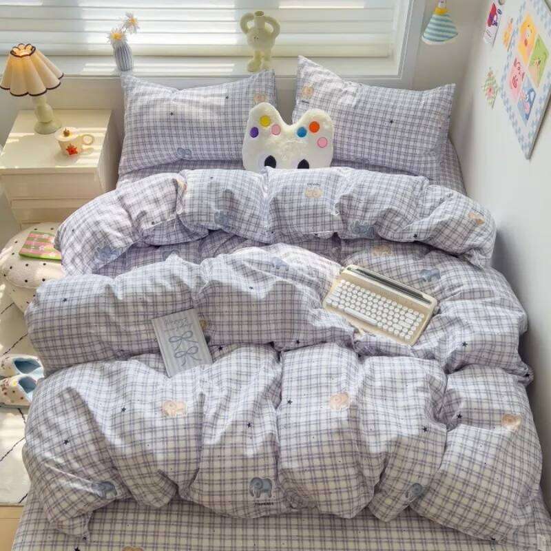 2025 new class A knitted cotton four-piece set, small fresh quilt cover, bed sheet floral dormitory three-piece set Y260124