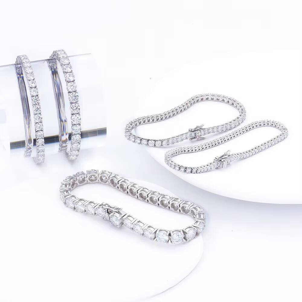 High Quality 2-6mm Silver 925 Vvs Vvs1 Real Cvd Hpht Lab-grown Tennis Chain Bracelet Fine Chain Link Bracelets