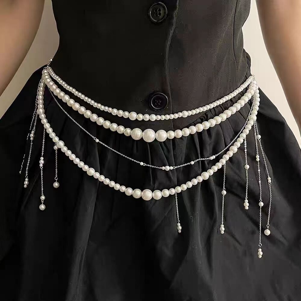Designer Waist Chain Camellia Pearl Luxury Waist Chain High-end Design Slim Fit Waist Chain Sweet And Cool Fashionable Multifunctional Waist Accessory
