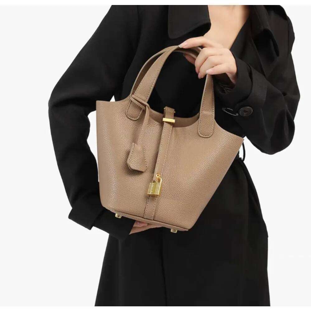 Women's Beige Textured Bucket Bag with Inner Pouch, Top Handle Drawstring Closure, Stylish Tote for Daily Use & Shopping