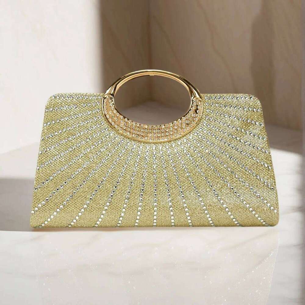 Party Wedding Bridal Handbags Bucket Design Rhinestones Glitter Evening Clutch Bags Cover Open Banquet Purse