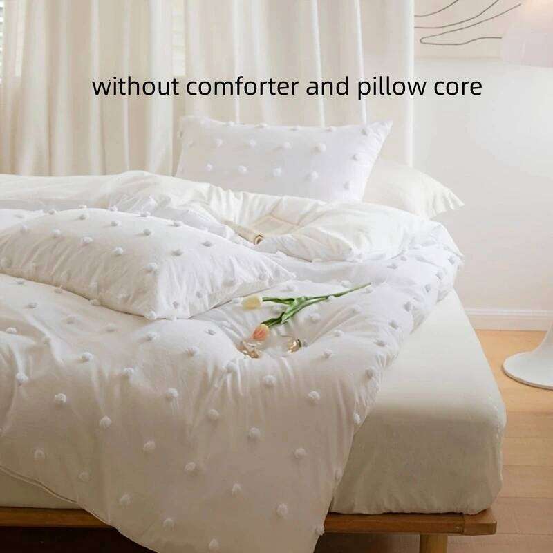 3pcs Korean style bedding set Double Duvet 220x240 Solid Twist Cotton King Size Bedding Quilt Cover Set Y260124