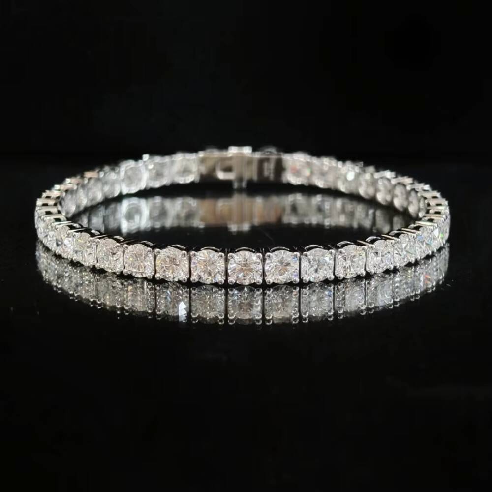 Wholesale High Quality Platinum 18K Gold Plated Lab-grown Diamond 43mm Tennis Bracelet D VVS CMA Certified Full Diamond Chain