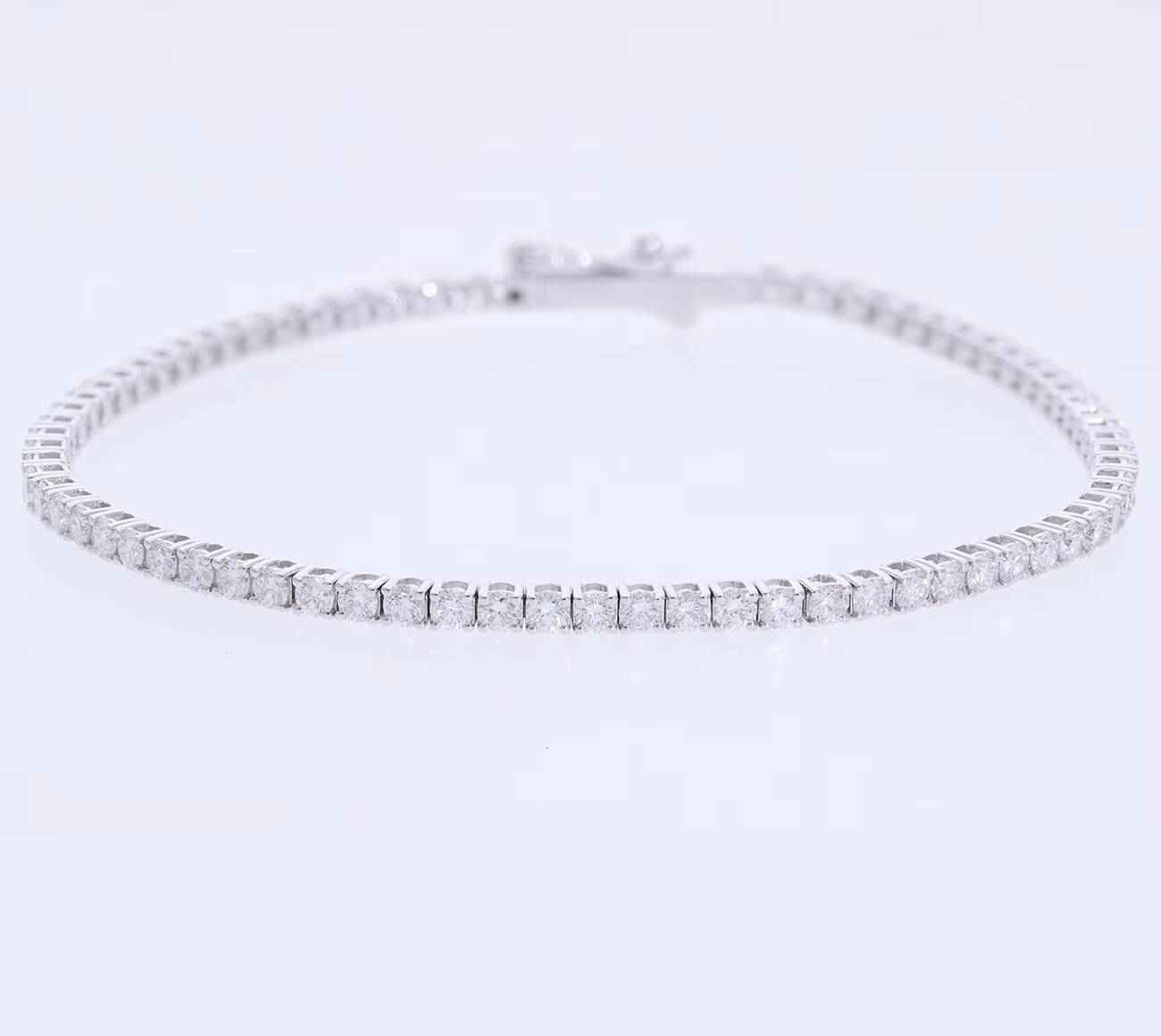 14K Gold F VVS VS Lab Grown CVD Diamond Tennis Bracelet Classic Cut Full Eternity Line Luxury Fine Jewelry Rhodium Plated Women