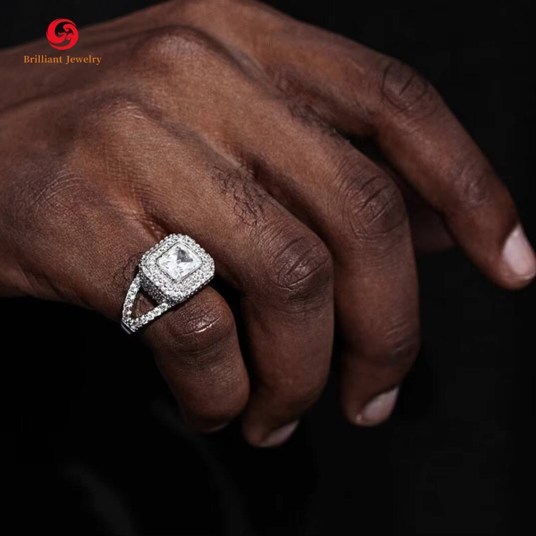 Customizable Luxury Hip Hop Iced Out 925 Silver VVS Moissanite Ring Pass Diamond Tester Mossanite Hiphop Ring GRA Certified