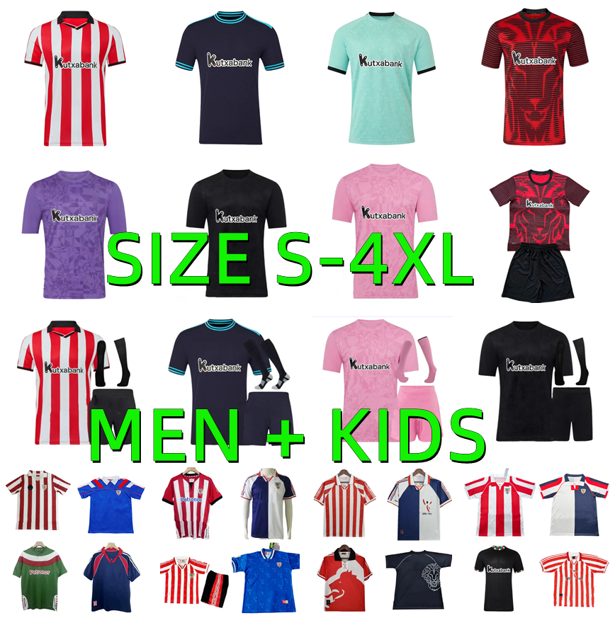 95 97 98 99 00 11 12 Retro Bilbao GURUZETA Soccer Jerseys 25 26 Centenary AthLEtic Kids O.SANCET Futbol Football Shirt 2025 2026 Maglia Calcio Williams A. DJALO SIMON UNAI