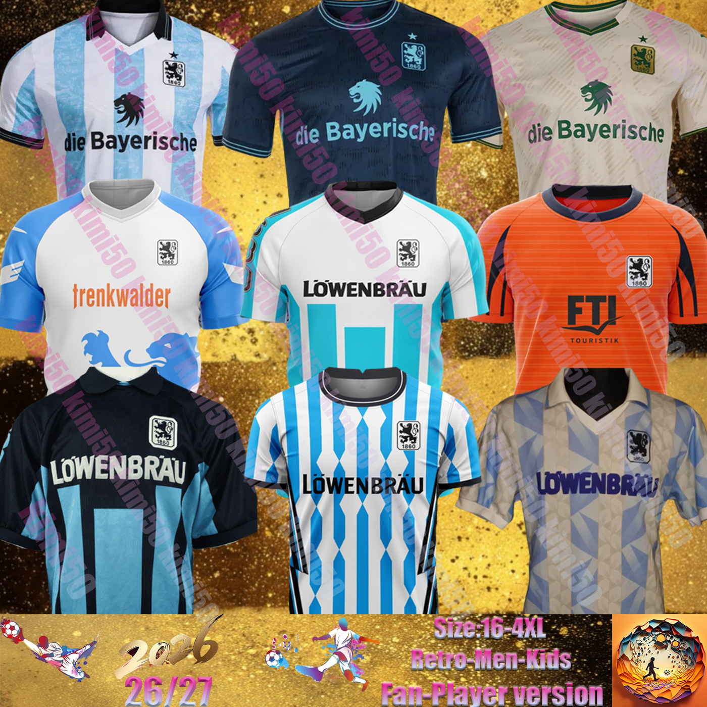 25 26 TSV 1860 1992 1996 Munchens Soccer Jerseys HAUGEN CHRISTIANSEN JAKOB Verlaat Steinkotter Niederlechner Kozuki Wolfram Home 2026 Men Football T shirts uniform