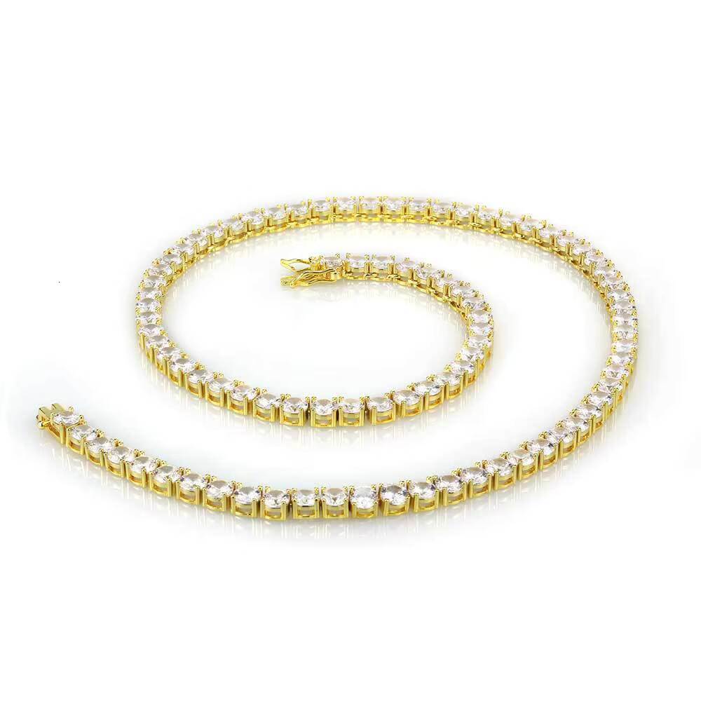 Fashion Lab Grown Diamond 18k White Gold Jewelry Tennis Chain Men Women Necklace