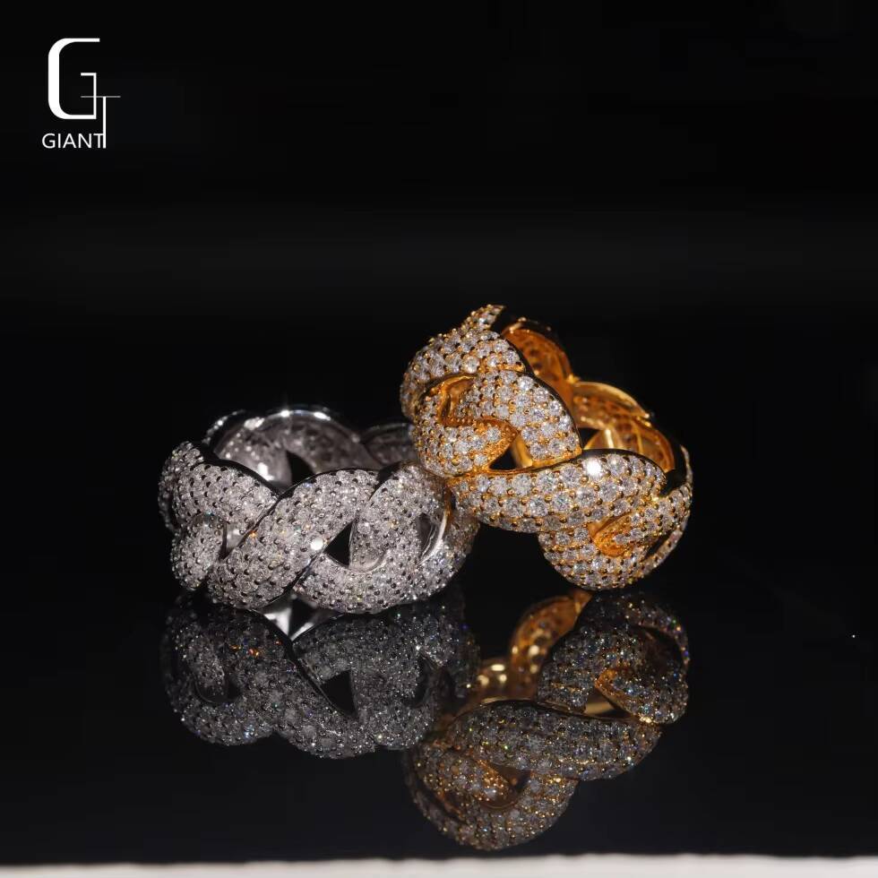 Wholesale 512ct Three Rows Iced Out Moissanite Hip Hop Diamond VVS 925 Sterling Silver Moissanite Rings for Men Fine Jewelry