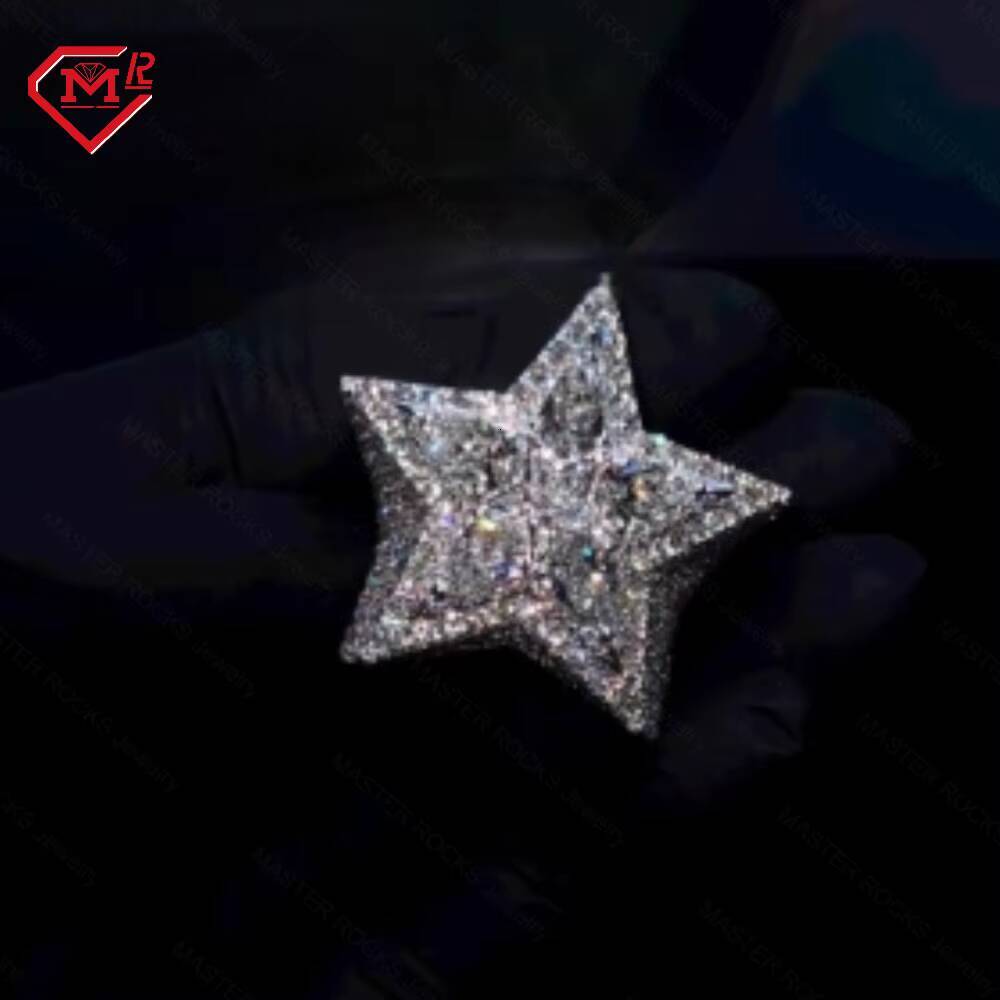 Custom Hiphop Star Moissanite Ring 925 Sterling Silver Iced Out Custom Moissanite Ring