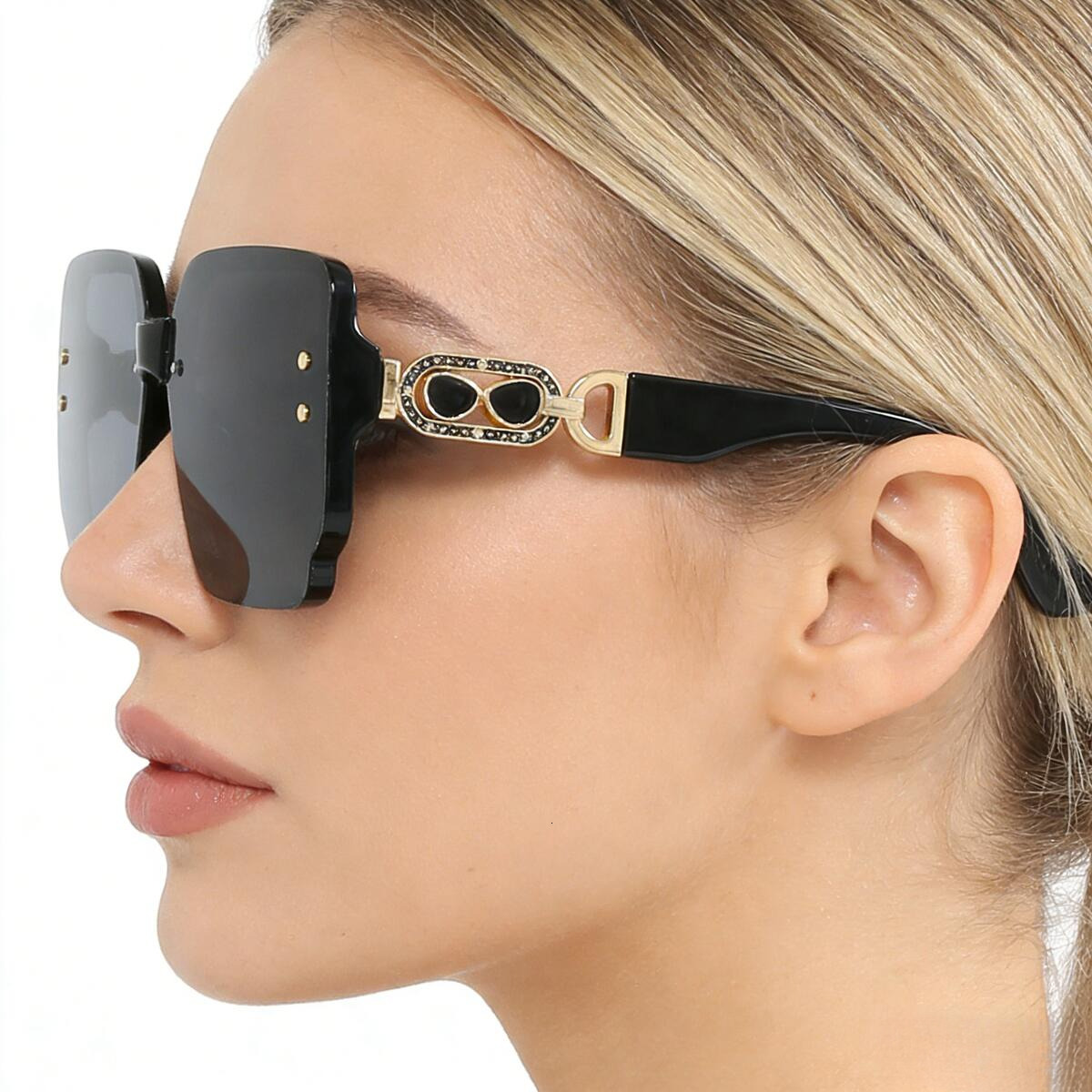 Luxury Brand Designer Sunglass New European And American Style Personality No Makeup Women's Sunglasses Fashionable High-End Feel Big Face Slimming Sunglasses D