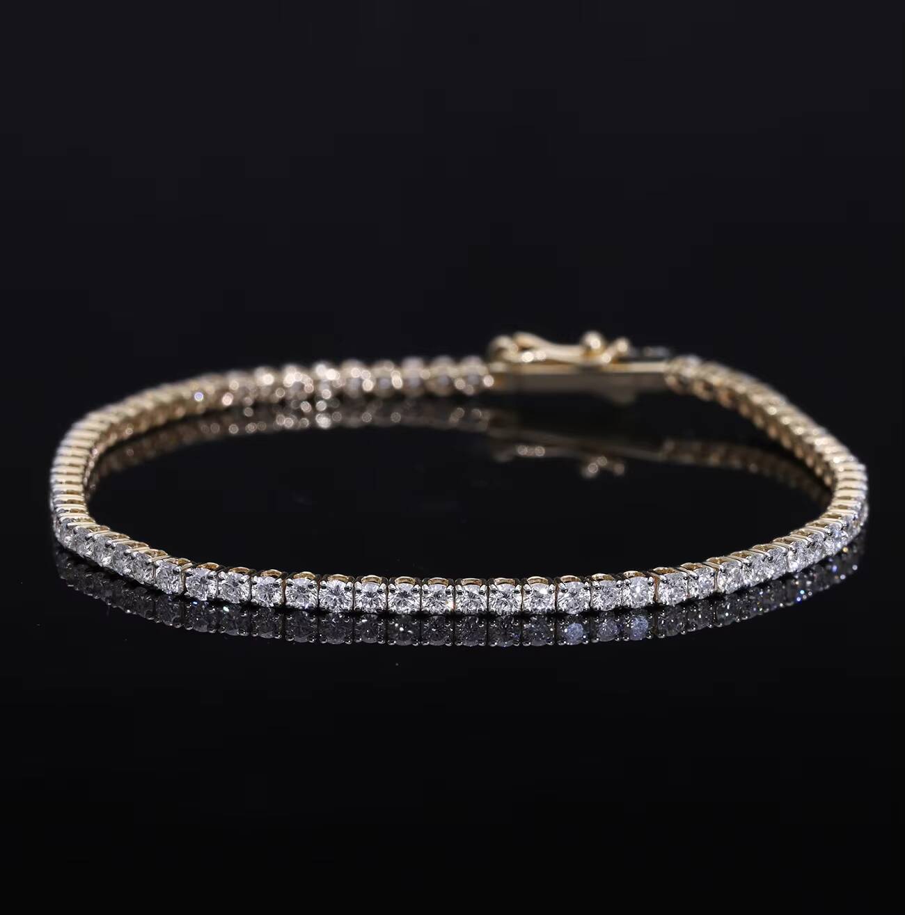 14K Gold F VVS VS Lab Grown CVD Diamond Tennis Bracelet Classic Cut Full Eternity Line Luxury Fine Jewelry Rhodium Plated Women
