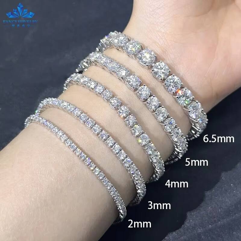 10K14K Solid Gold Tennis Bracelet 2mm-5mm Lab Grown Diamond Tennis Bracelet with for Men Women