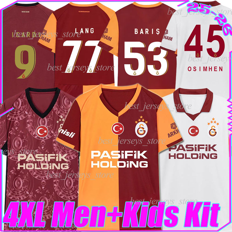 4XL 2025/26 ASPRILLA GaLaTaSaRaY SK LANG soccer jerseys OSIMHEN ICARDI BARIS SANE YUNUS G.SARA E. ELMALI GUNDOGAN SALLAI SANCHEZ men kids Kits sets football shirts