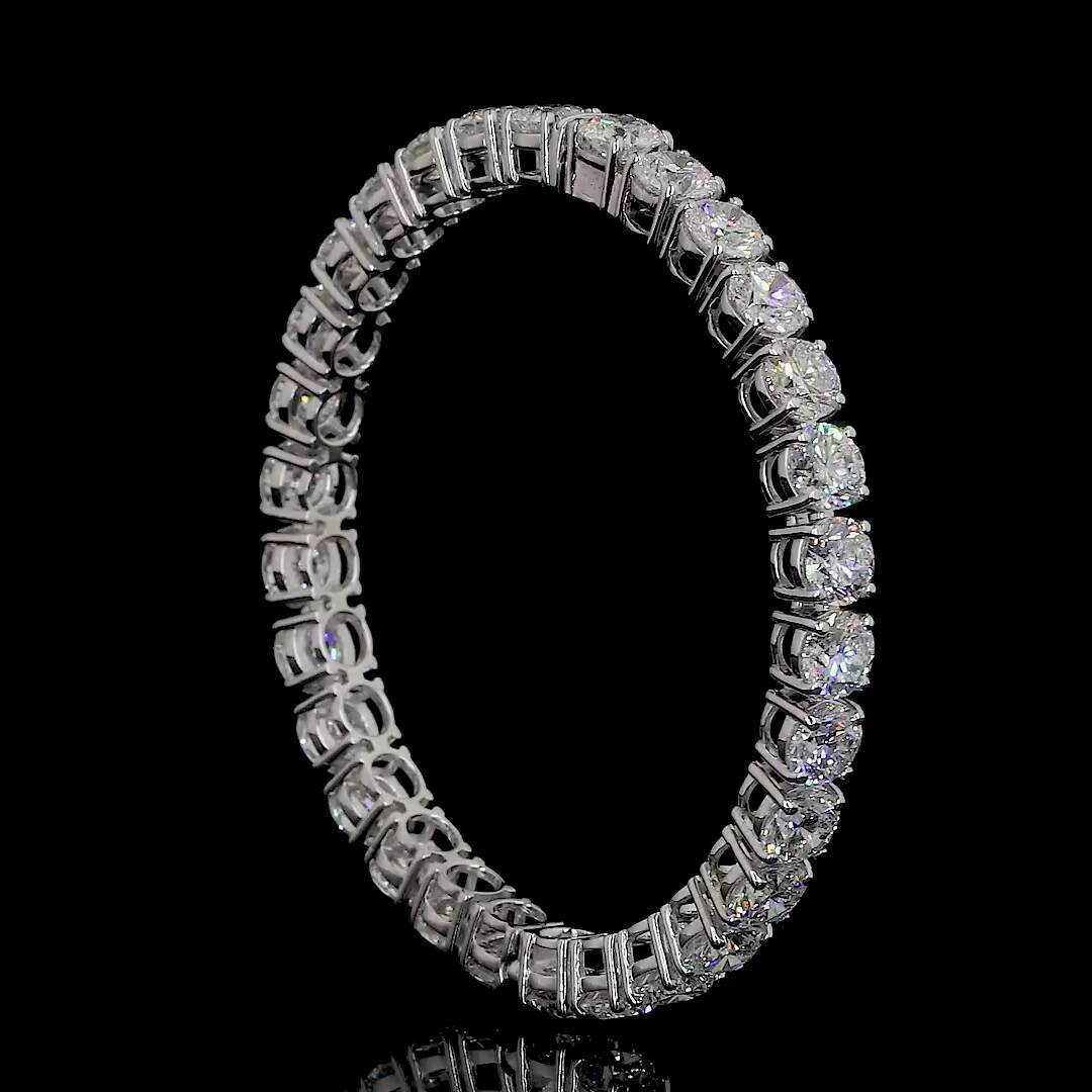 14K White Gold Lab Grown Diamond Tennis Bracelet Round Cut