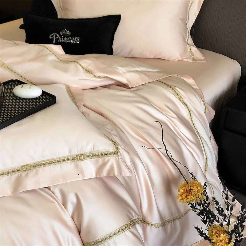 800TC Egyptian Cotton Luxury Embroidery Queen King Size Soft Bedding Duvet Cover Set Flat/Fitted Bed Sheet Pillowcases 4Pcs Y260124