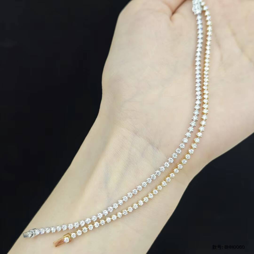 Custom HPHT Cvd Lab Grown Diamond Tennis Bracelet Necklace Chain 18K 3mm 4mm 5mm Igi Gia Certificate for Women