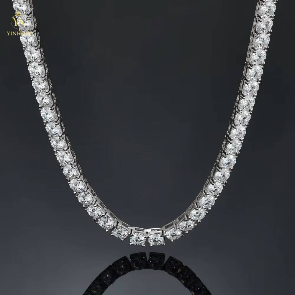 USA Hot Selling 3mm-8mm Pass Diamond Tester Customize 925 Silver Moissanite Tennis Necklace Tennis Chain Moissanite Fine Jewelry